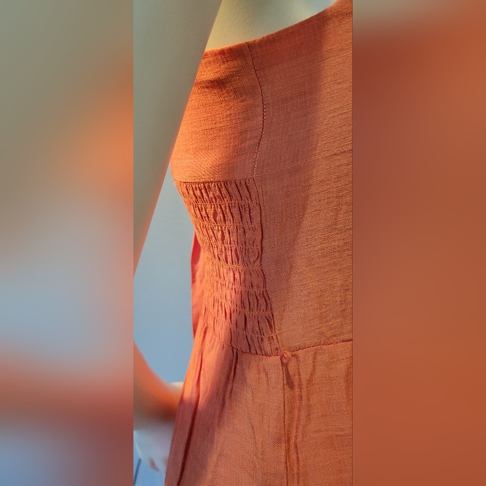 TAYLOR PAPAYA ORANGE Long DRESS SIZE 2 Ruffled Sundress Spaghetti Strap - Picture 12 of 16